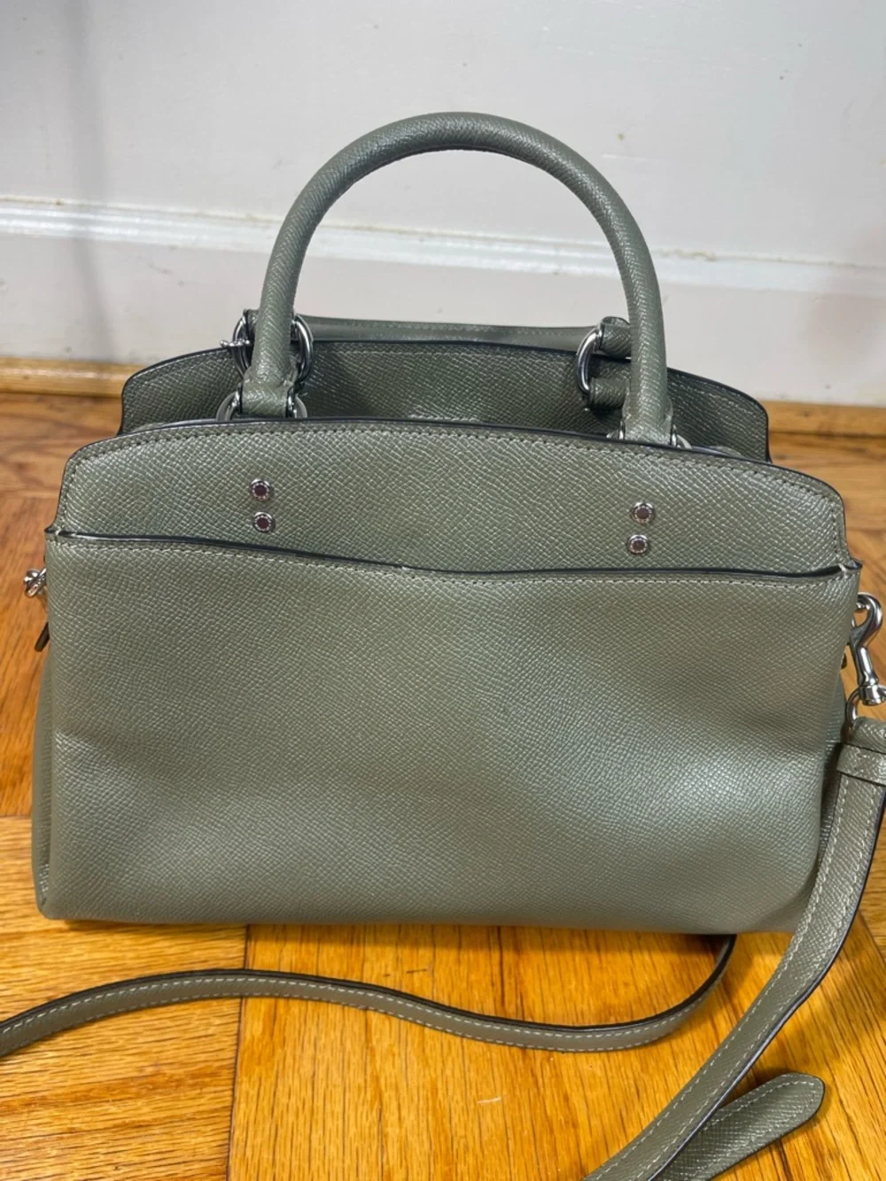 Coach Leather Mini LILLE CRY Olive Green Women's Satchel crossbody bag
